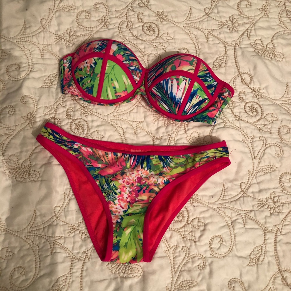 Pink floral bikini